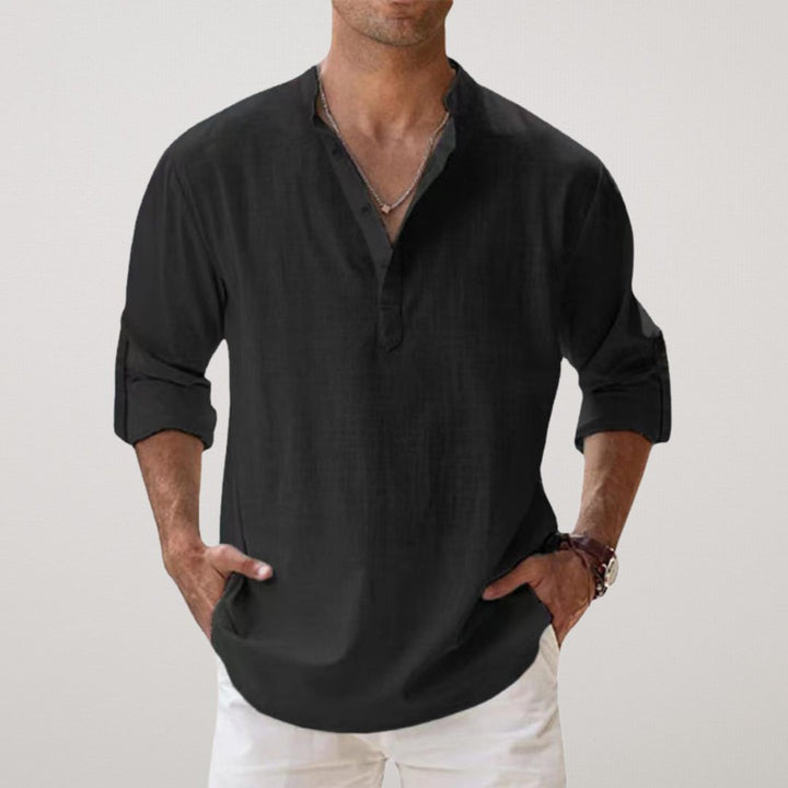 Cazel | Chemise Henley en coton effet lin