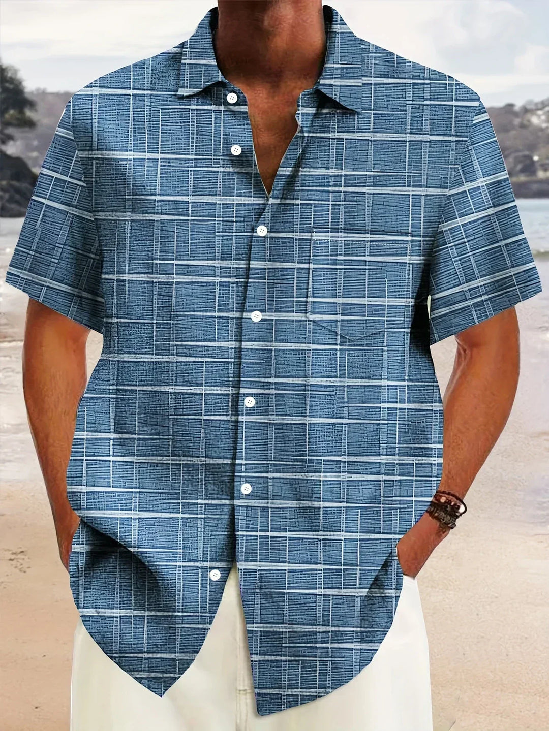 Cazel | Chemise élégante à motif rayé et à carreaux