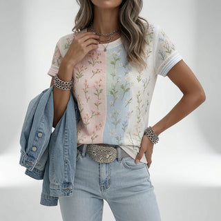 Mélisande™ — T-shirt floral douceur élégance quotidienne