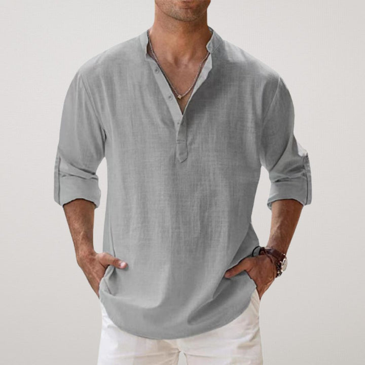 Cazel | Chemise Henley en coton effet lin