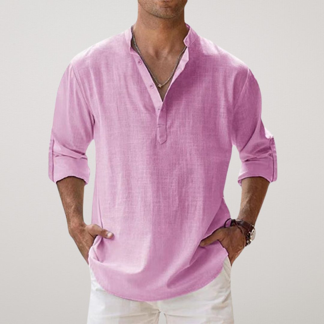 Cazel | Chemise Henley en coton effet lin