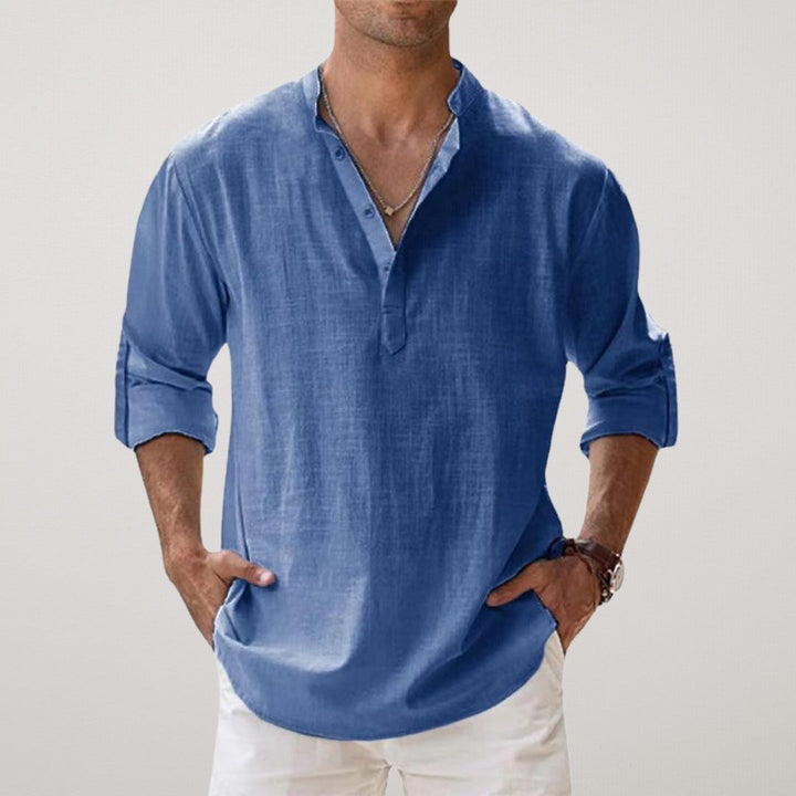 Cazel | Chemise Henley en coton effet lin
