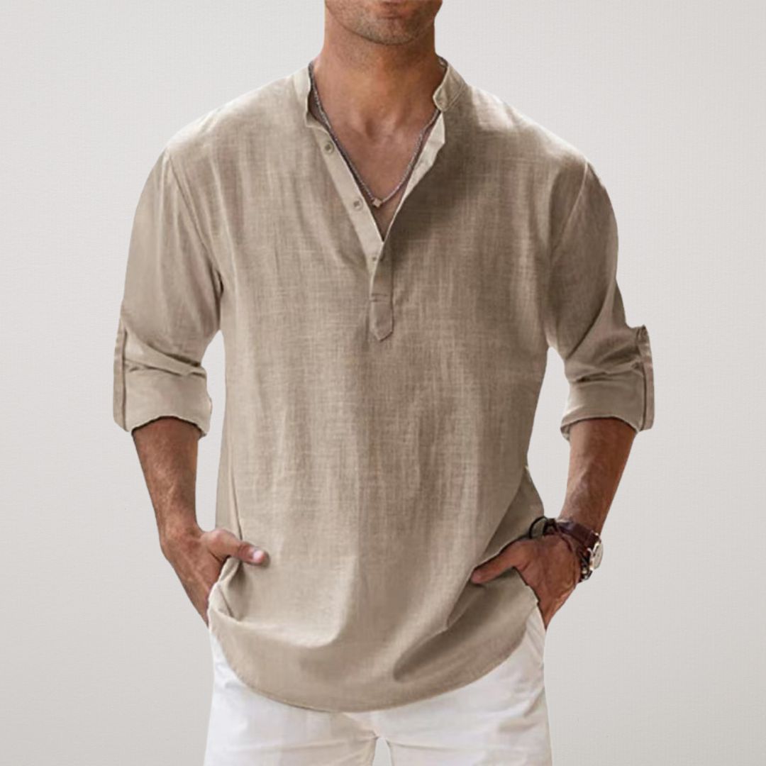 Cazel | Chemise Henley en coton effet lin
