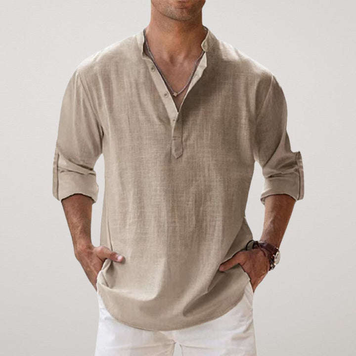 Cazel | Chemise Henley en coton effet lin