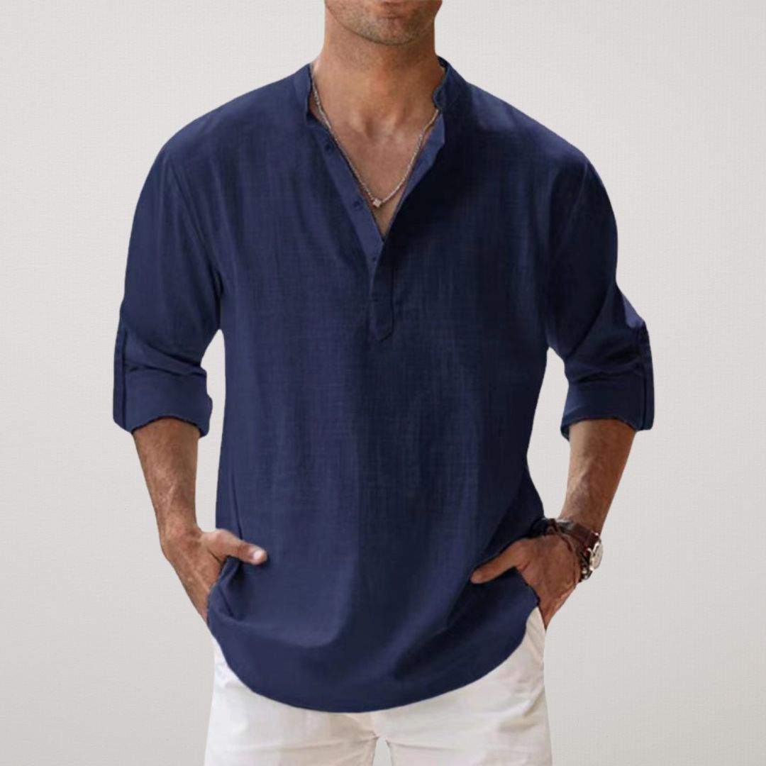 Cazel | Chemise Henley en coton effet lin