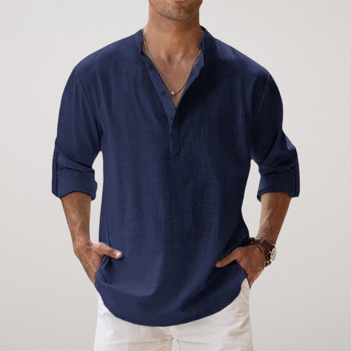 Cazel | Chemise Henley en coton effet lin