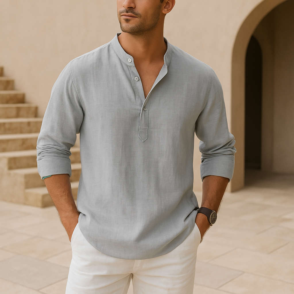 Cazel | Chemise Henley en coton effet lin