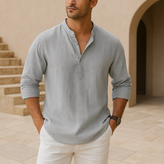 Cazel | Chemise Henley en coton effet lin