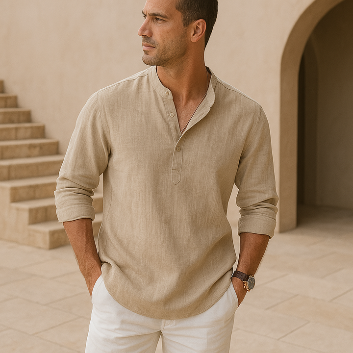 Cazel | Chemise Henley en coton effet lin