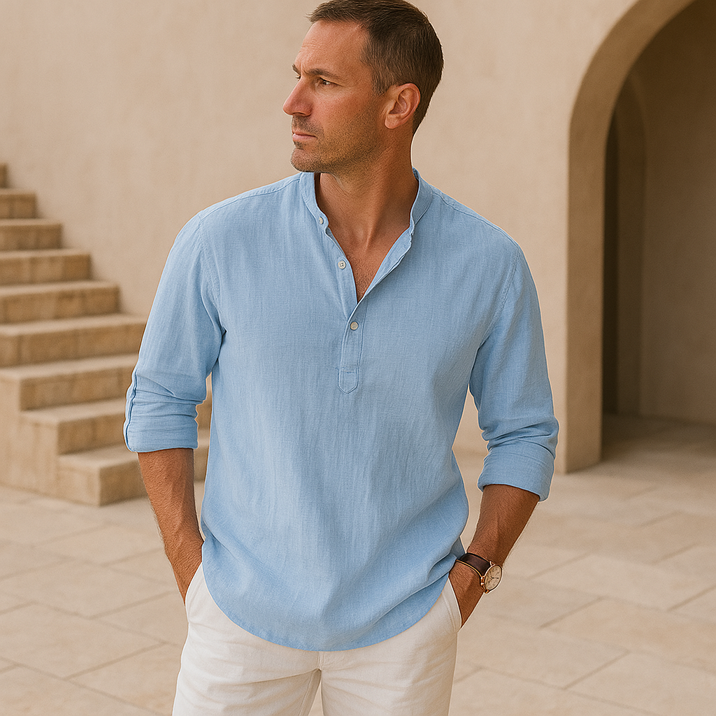 Cazel | Chemise Henley en coton effet lin