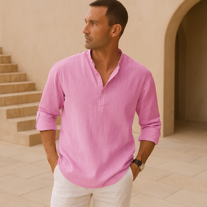Cazel | Chemise Henley en coton effet lin