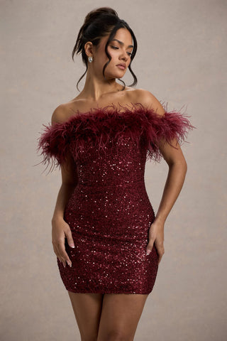Cazel | Robe à pailettes avec plumes