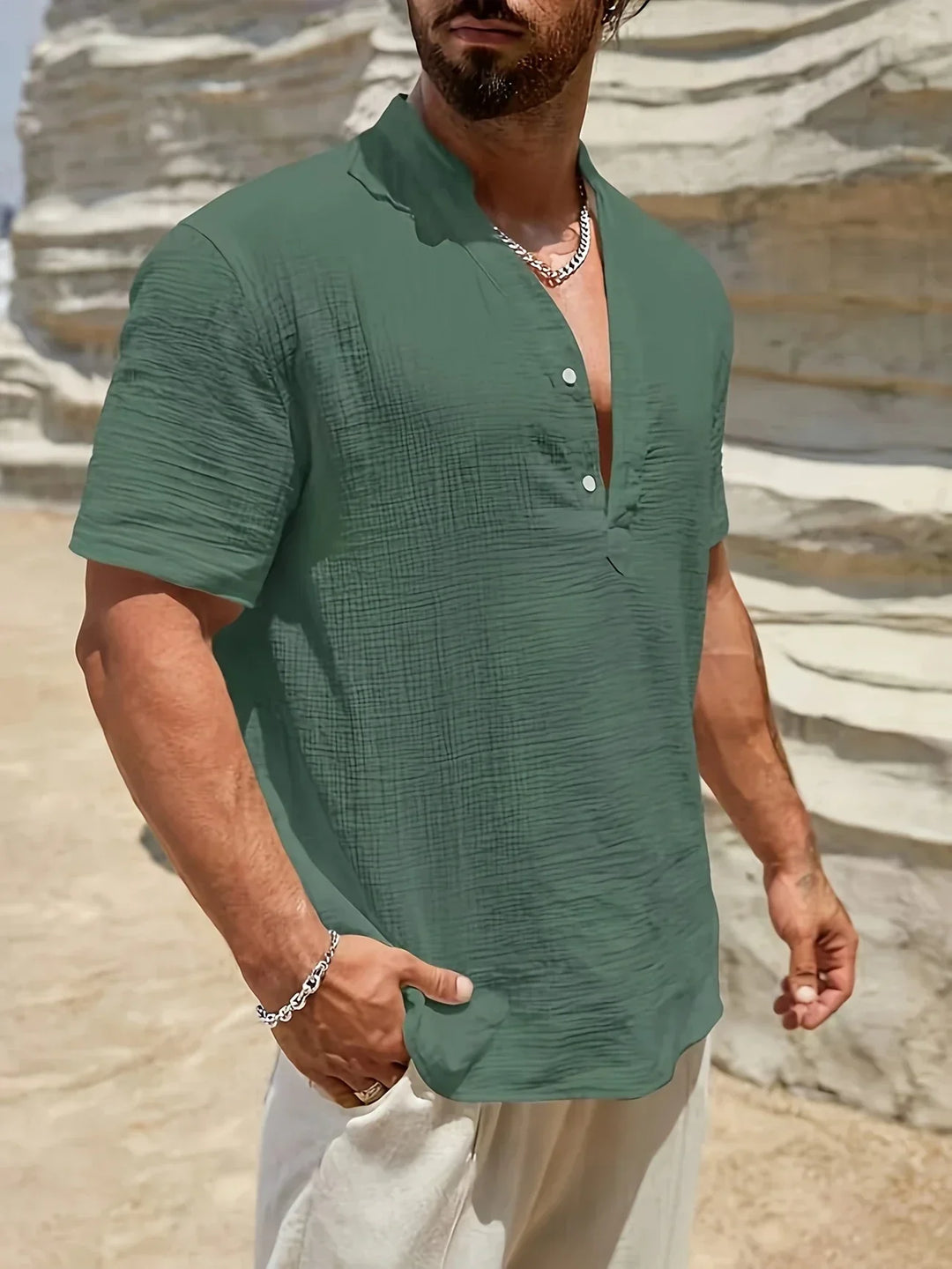 Cazel | Chemise d’été élégante à col montant