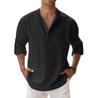 Cazel | Chemise Henley en coton effet lin